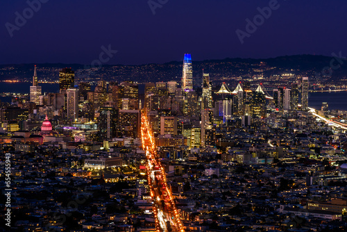 Night view of San Francisco downtown skyline