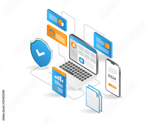 Flat isometric 3d illustration maximize web application security
