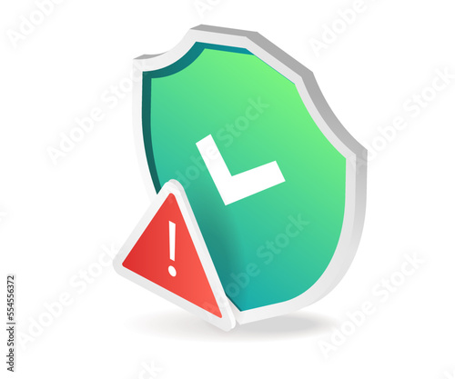 Flat isometric 3d illustration warning security