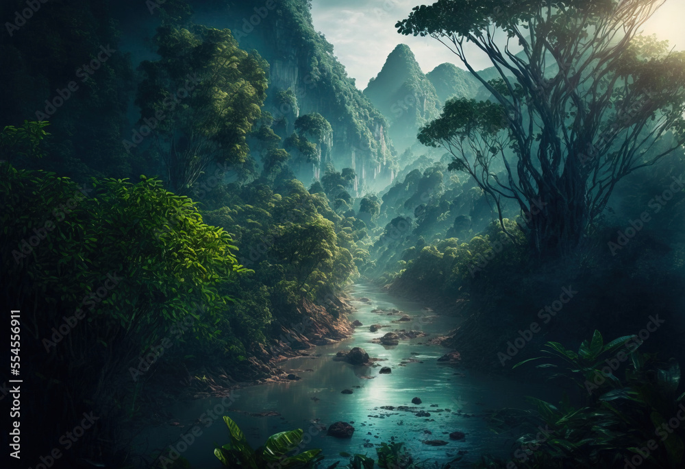 Generative AI. Rainforest Illustrations No.15 Generative AI. Rainforest Illustrations No.15