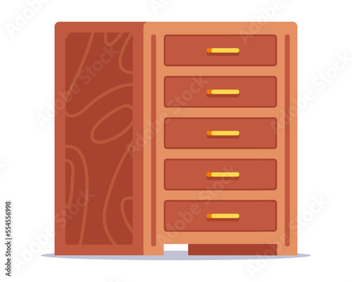 home wooden wardrobe for storing clothes. flat vector illustration.