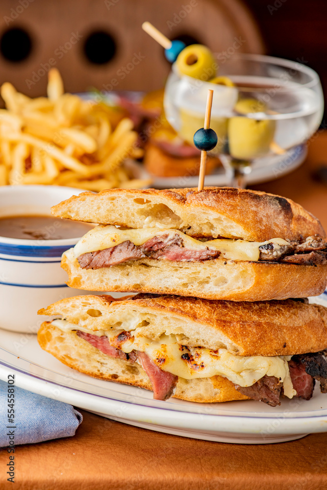 Reuben Sandwich. Classic traditional American sandwich. Pastrami and