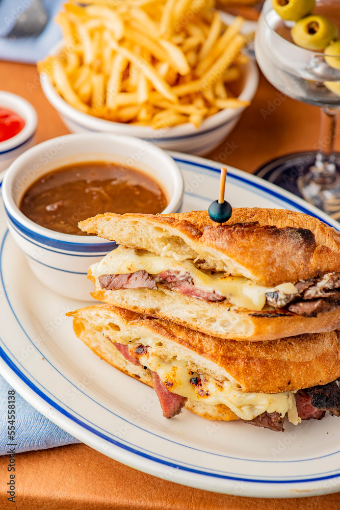 Reuben Sandwich. Classic traditional American sandwich. Pastrami and