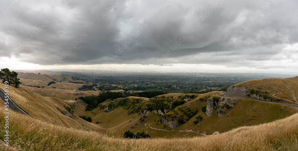 Hawke's Bay Te Mata Peak lookout on a stormy day in New Zealand