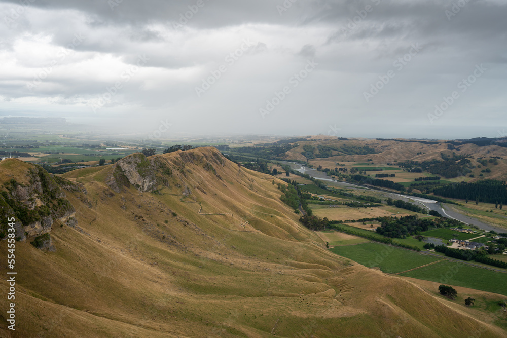 Hawke's Bay Te Mata Peak lookout on a cloudy day in New Zealand