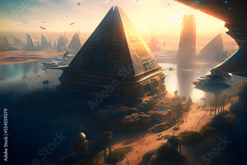 Major cities of Atlantis  advanced civilization  pyramid