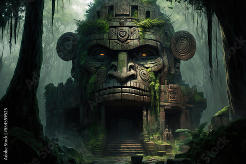 Ancient mayan ruin in the jungle. photo