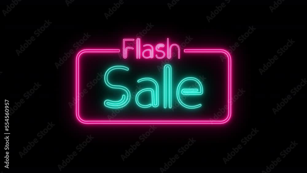 Flash sale neon sign banner background. Flash sale animation Flash sale neon sign banner background. Flash sale animation