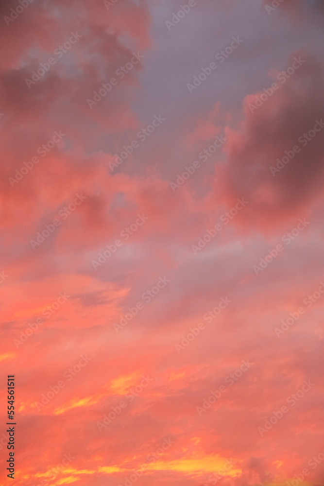 Picturesque view of beautiful sky with clouds on sunset