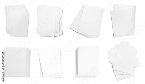 Wallpaper Mural Stacked sheets of paper on white background, top view Torontodigital.ca