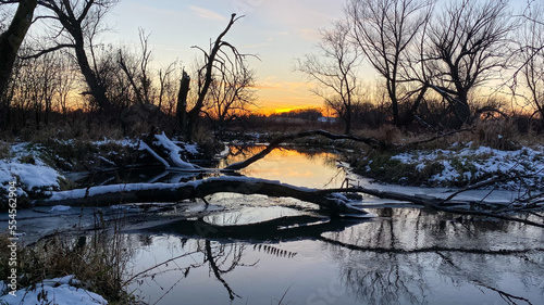 Early Winter Sunset over Creek