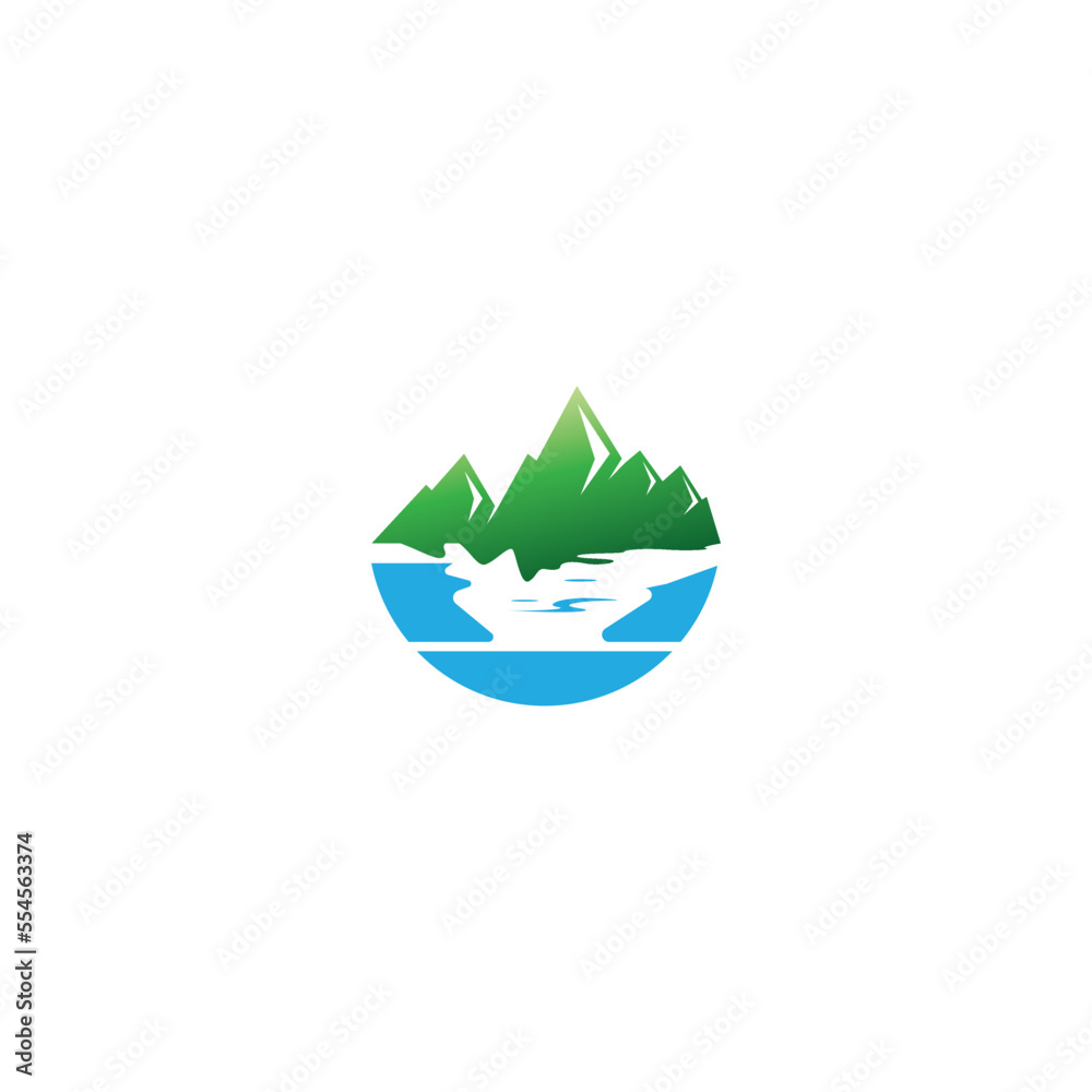 mountain logo illustration river abstract vector design