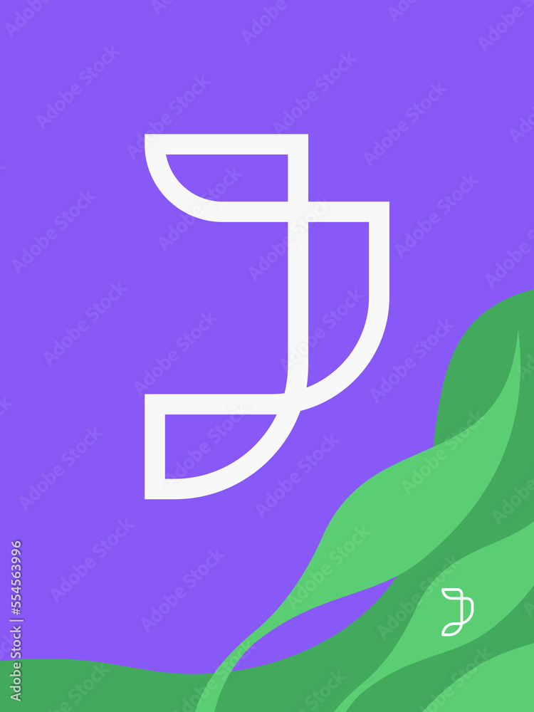 Letter J logo mark in a simple, organic monoline style, for your initials, ornaments, design elements. Letter J logo mark in a simple, organic monoline style, for your initials, ornaments, design elements.