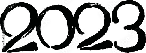 筆で描いた2023年の文字 新年 卯年