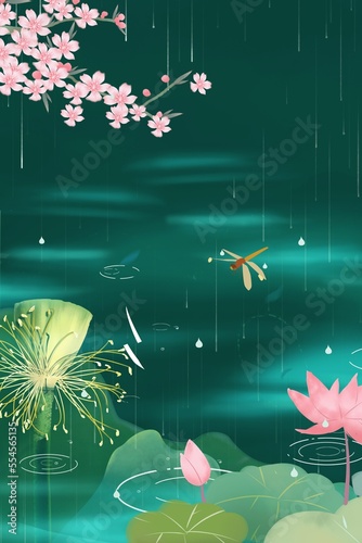 Fototapeta Naklejka Na Ścianę i Meble -  Chinese wind landscape background poster illustration design material