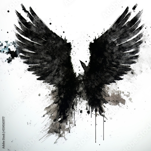 Illustration of Black Wings in a Grunge Splatter style © Carl & Heidi