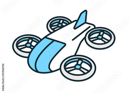 空飛ぶクルマ、空飛ぶタクシーのベクターイラスト素材。