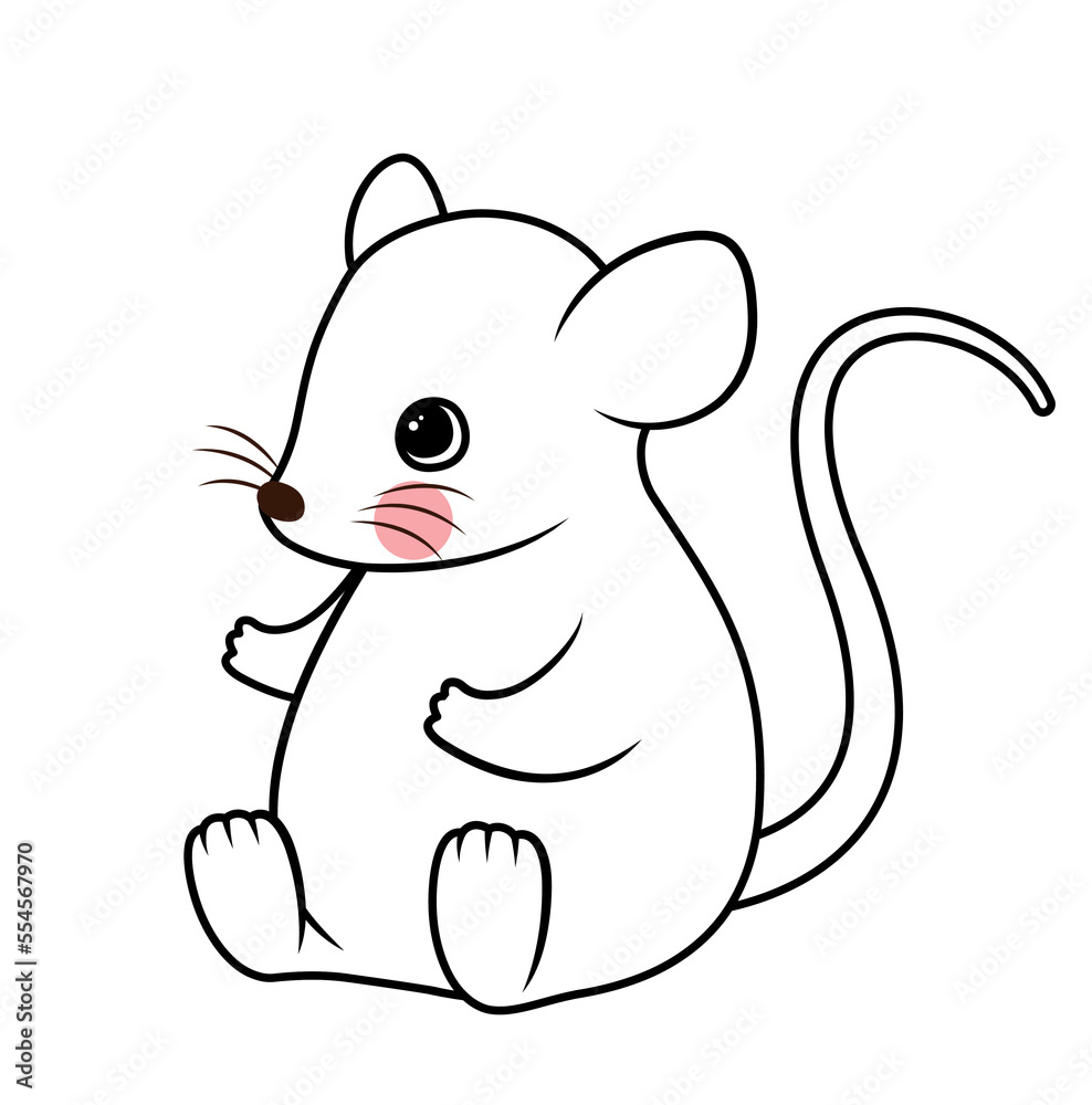 Outline rat concept. Charming mouse sitting, toy or mascot for children. Rodent and mammal. Sticker for social networks and messengers. Adorable animal icon. Cartoon flat vector illustration Outline rat concept. Charming mouse sitting, toy or mascot for children. Rodent and mammal. Sticker for social networks and messengers. Adorable animal icon. Cartoon flat vector illustration