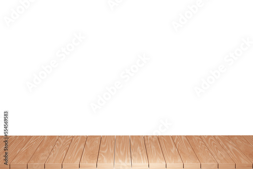 Wooden table  wood table top front view 3d render isolated