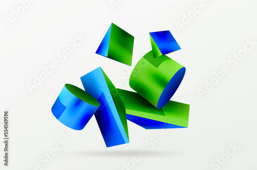 Free Download Vector 3d abstract background. Shapes 3d triangle and cylinder. Trendy techno business template for wallpaper, banner, background or landing - GFXLoad