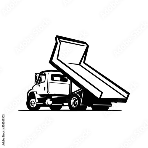 Dump truck rear view silhouette vector isolated. Best for trucking and freight related industry