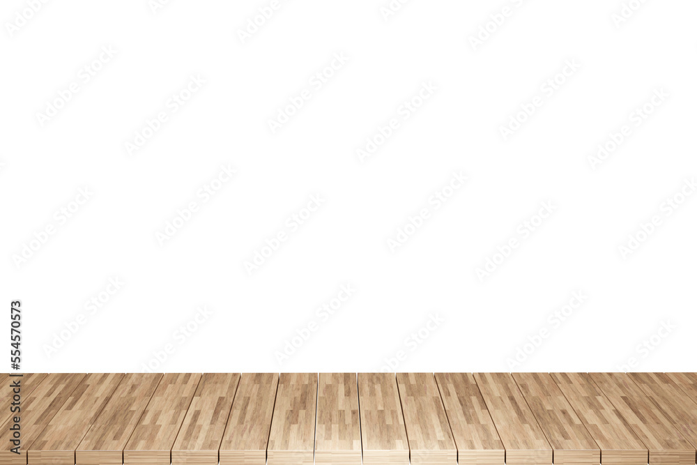 Wooden table, wood table top front view 3d render isolated