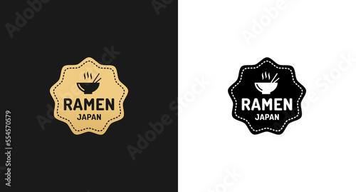 ramen logo or ramen logo vector on white and black background. Ramen logo for Japanese noodle shop. An elegant look for the ramen logo, a typical Japanese halal noodle. Japanese noodle label.