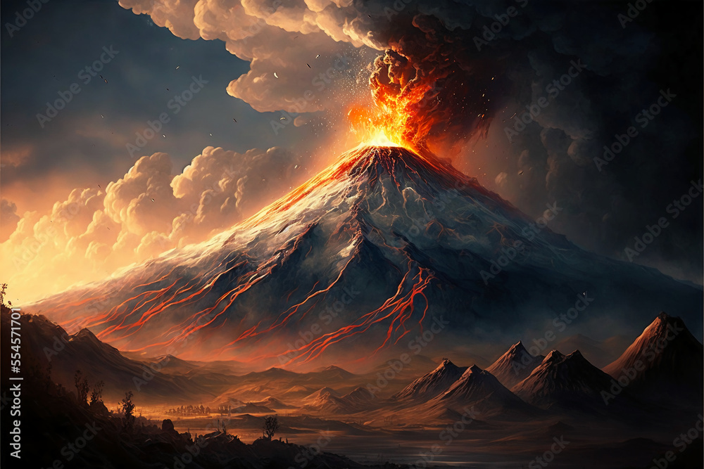 Popocatépetl volcano eruption. Generative ai.