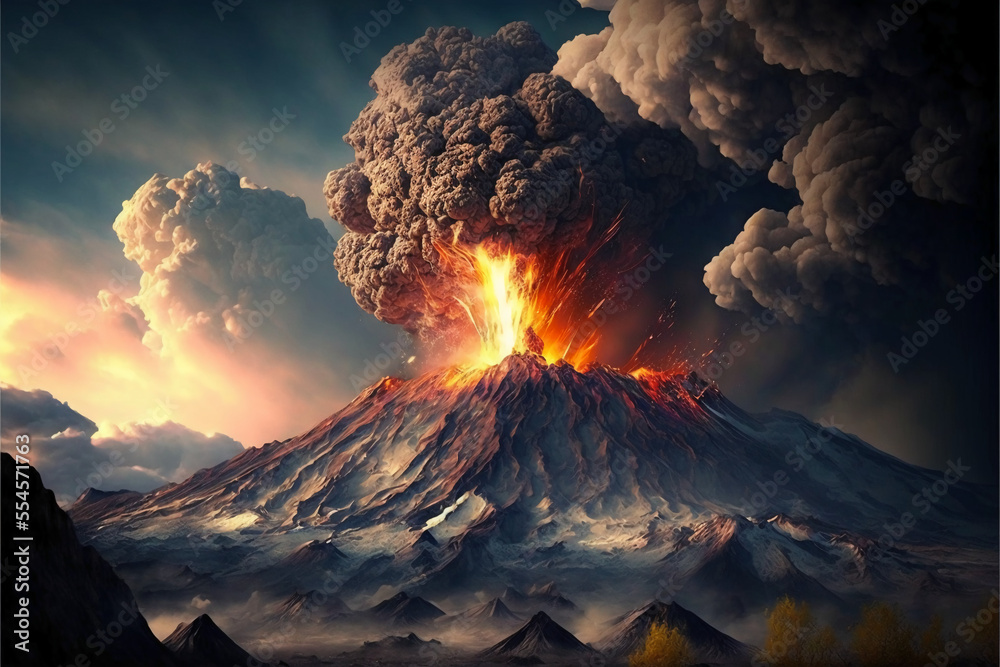 Mount St. Helens volcano eruption. Generative ai.