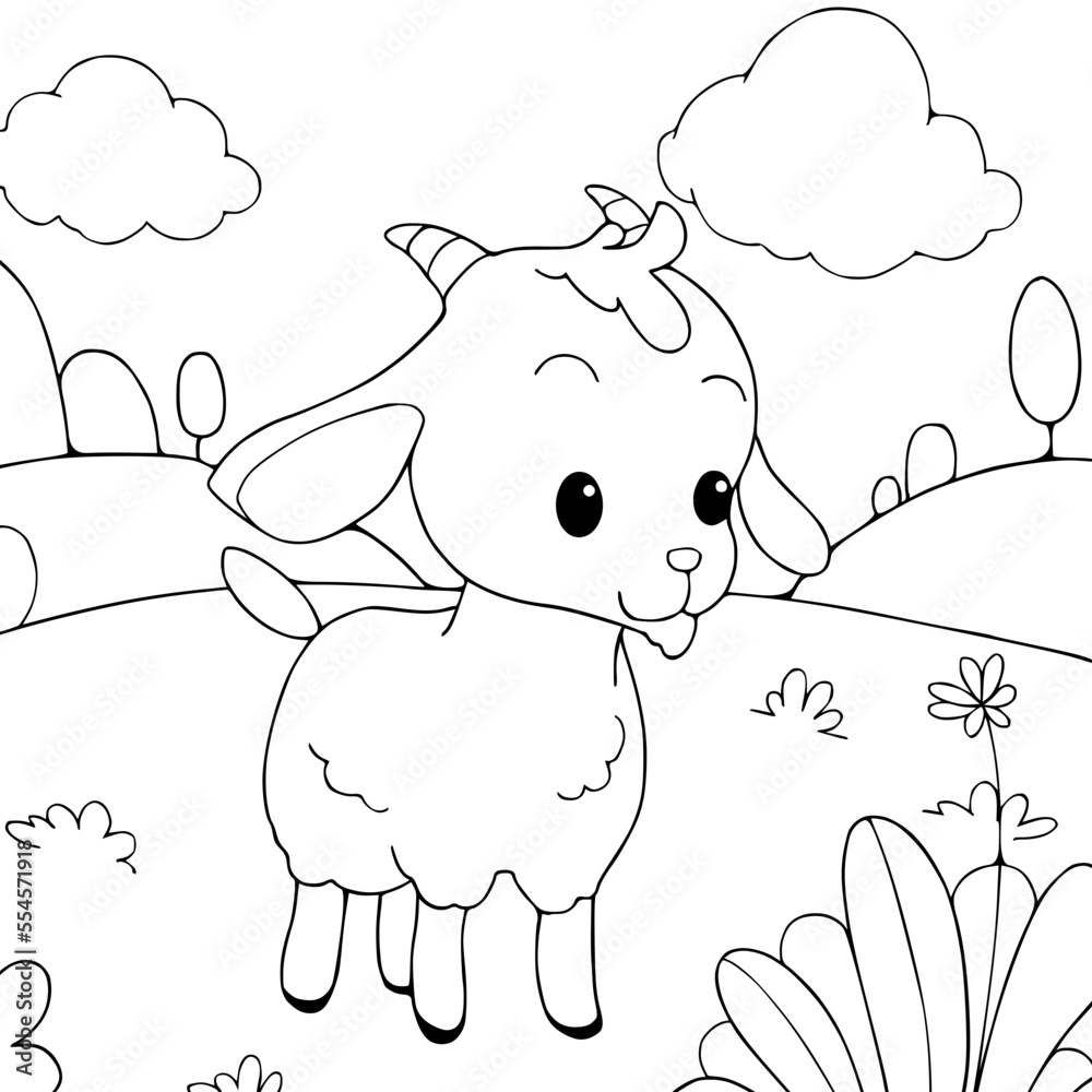 Goat cartoon vector illustration isolated on white background.coloring