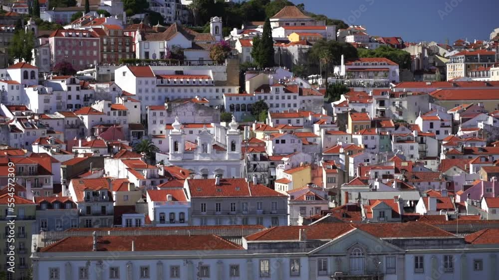 Lisbon, Portugal skyline of orange rooftops on the Tagus River. Vacation and travel concept Lisbon, Portugal skyline of orange rooftops on the Tagus River. Vacation and travel concept