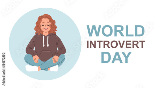 World Introvert Day. January 2. Holiday concept. Template for background, banner, card, poster. Vector EPS10