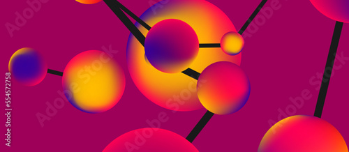 Line points connections geometric landing page background. Fluid circles and spheres with liquid gradients. Vector Illustration For Wallpaper, Banner, Background, Card, Book Illustration, landing page