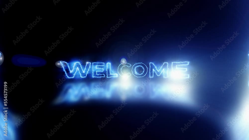 Welcome Animation Text with Blue Light Energy. Ideal for your video introduction Welcome Animation Text with Blue Light Energy. Ideal for your video introduction