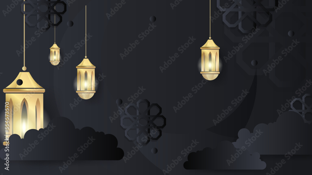 Ramadan background design with black and gold islamic decoration for greeting card. Vector illustration Ramadan background design with black and gold islamic decoration for greeting card. Vector illustration
