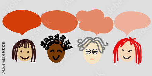 Multicultural Face of People Talking Together