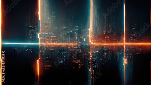 Orange issuing lines and mechanical detailing  lattice rays  CPU circuitry  abstract  Sci-fi style  cyberpunk advanced cutting edge technology design elements  generated by Ai