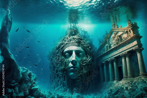  The city of Atlantis under water. Generative AI. photo