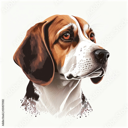 Beagle illustration for logo or design. Generative AI. photo