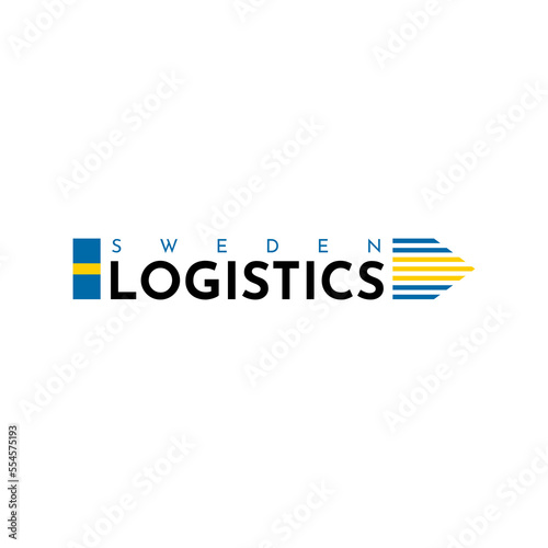 Sweden Logistic Logo. With arrow moving forward for courier delivery or transportation and shipping service. Logistics company premium and luxury logo