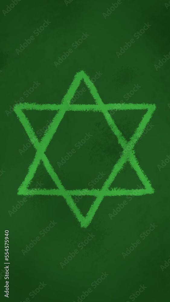 Phone Wallpaper with Sketch Style Star of David against Green Grunge
