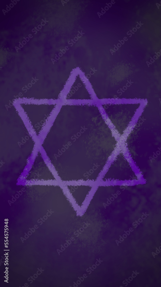 Phone Wallpaper with Sketch Style Star of David against Purple Grunge Backdrop