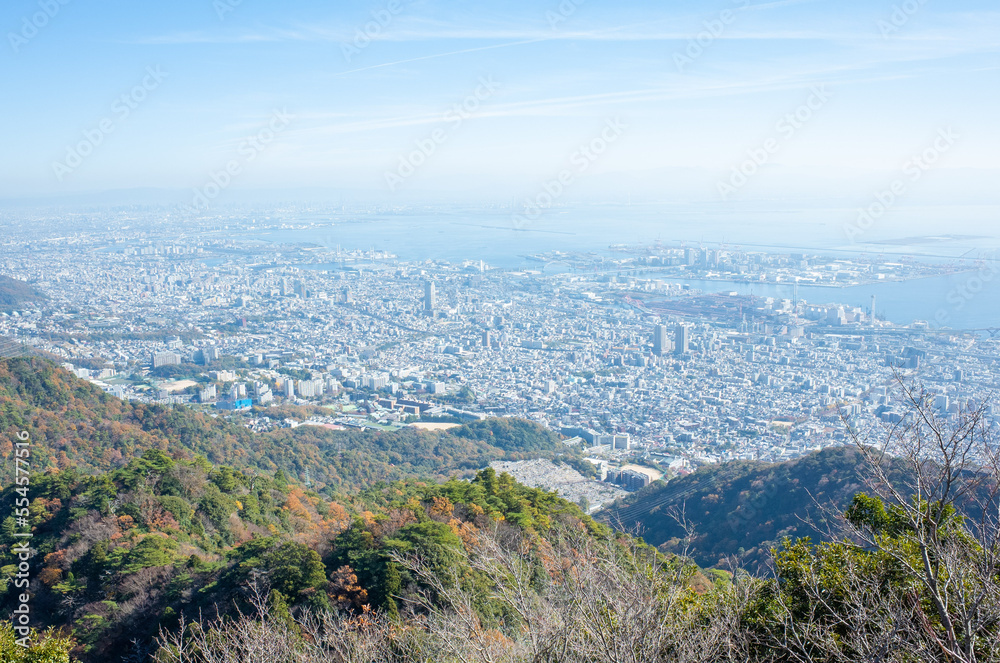 日本三大夜景の掬星台からの眺め（大阪湾、神戸都心）