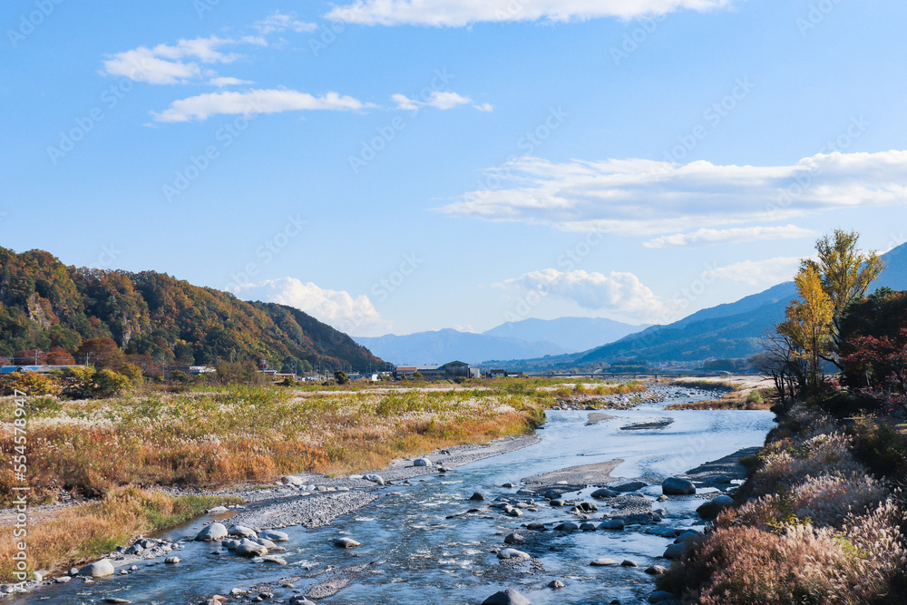 Fototapeta premium 釜無川(山梨県韮崎市)