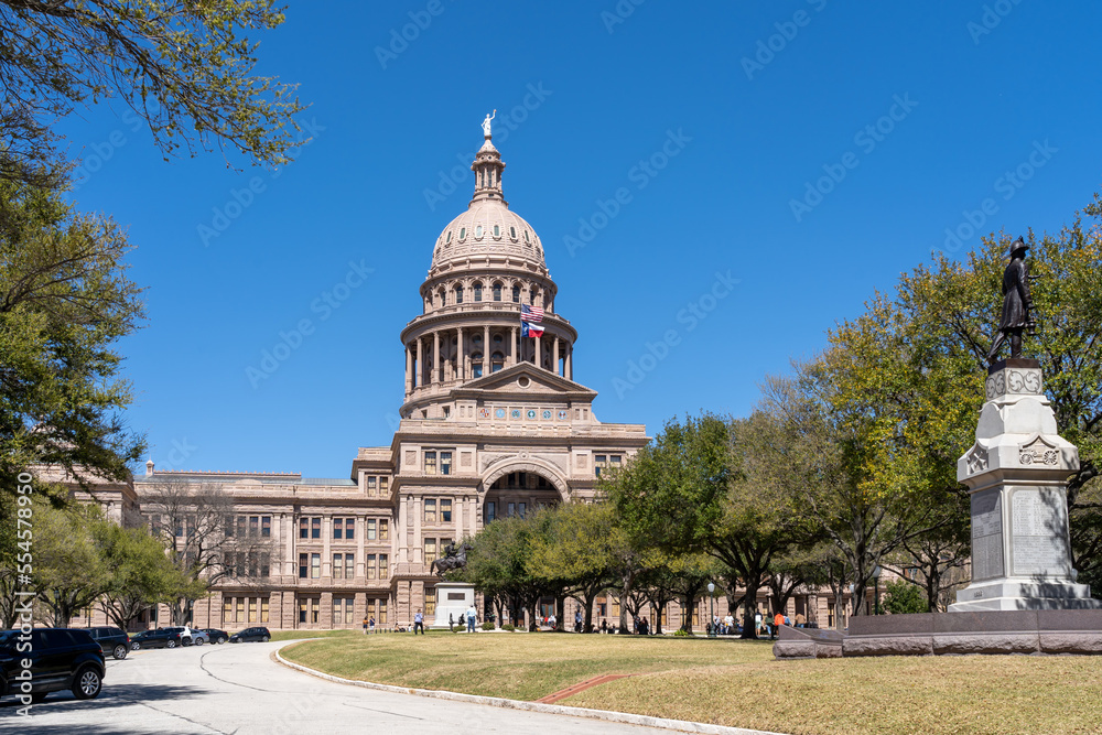 Austin, Texas, USA - March 18, 2022: Texas State Capitol building in Austin, USA. The Texas State Capitol is the capitol and seat of government of the American state of Texas.