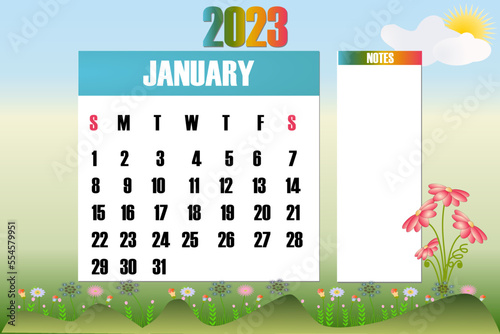 January 2023 - Calendar. Week starts on