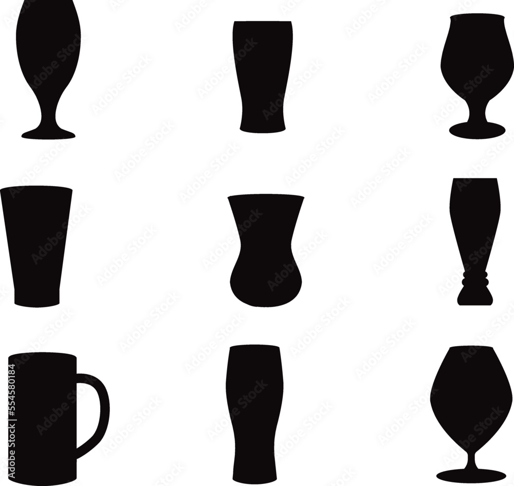 Beer glass isolated vector Silhouette Beer glass isolated vector Silhouette