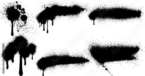 Vector black and white ink splash  blot and brush stroke Grunge textured element.