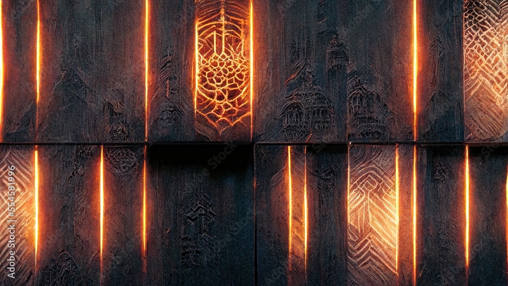 Orange issuing lines and mechanical detailing, lattice rays, CPU ...