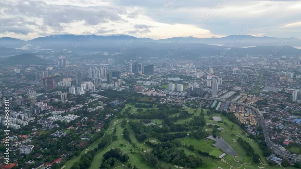 Aerial view Royal Selangor Golf Club in misty morning Aerial view Royal Selangor Golf Club in misty morning